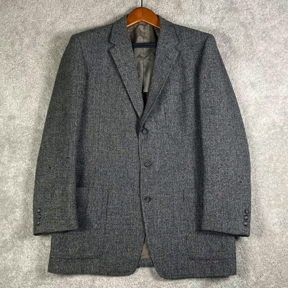 Vintage 50s Thalhimers Mens Gray Tweed Blazer Sport Coat Jacket Wool Size 41R